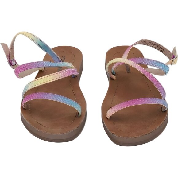 Steve Madden Girls Sparkle Strappy Sandals Rhinestones Rainbow Size 1 - Picture 5 of 6
